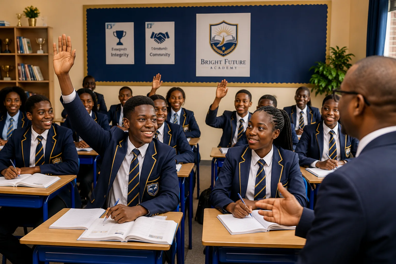Teacher engaging Bright Future Academy students